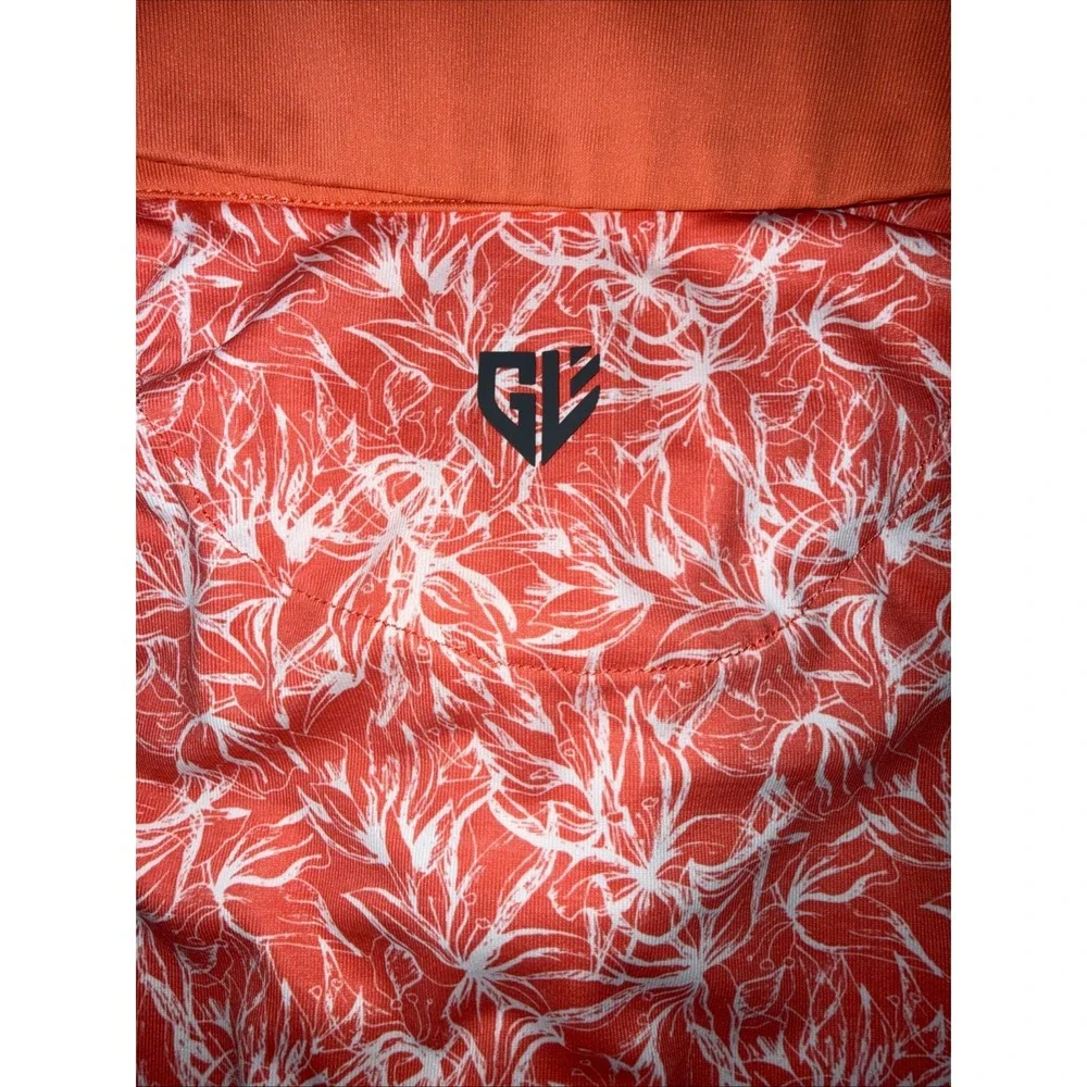 Graham Luxe Polo L Golf Shirts‎ Mens 2 Pack Bundle Set Coral Floral Blue Circles